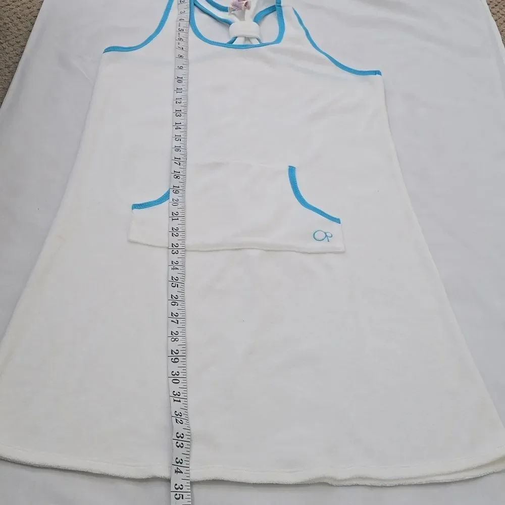 OP White Terry Girl's Dress with Bright Blue Trim ‎ Xl